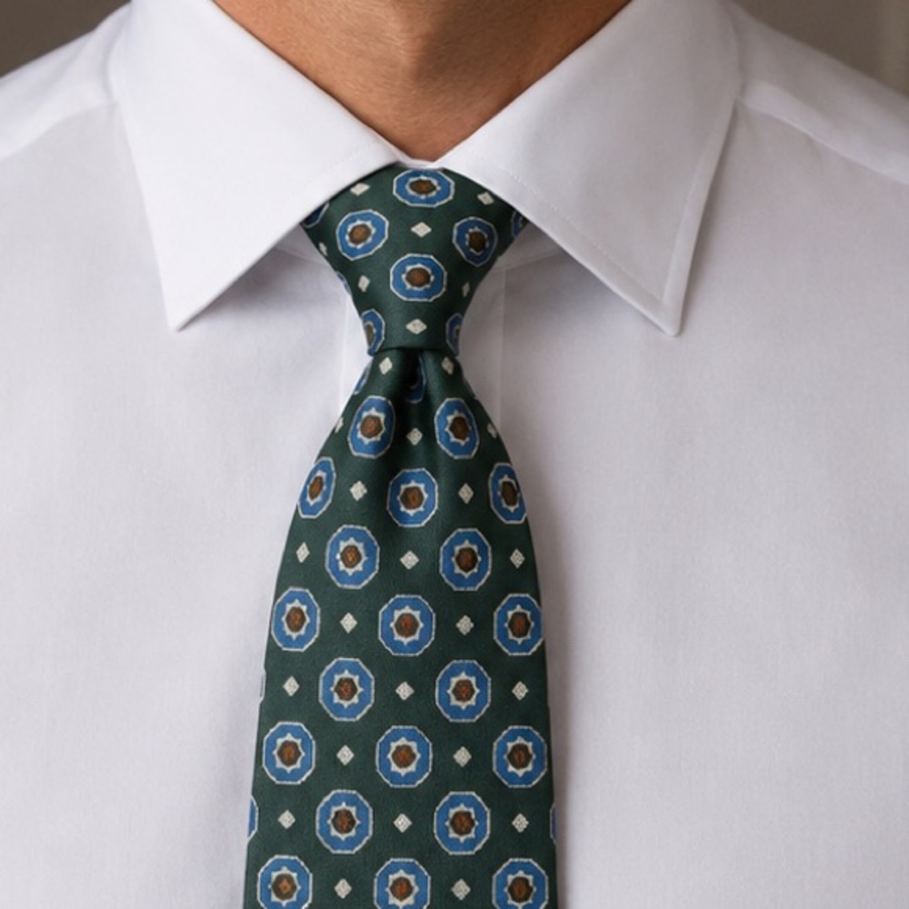 Kiton Silk Tie in Classic Medallion Pattern